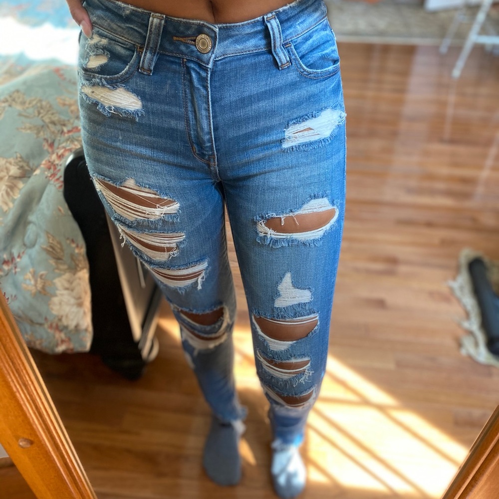 High waisted ripped jeggings